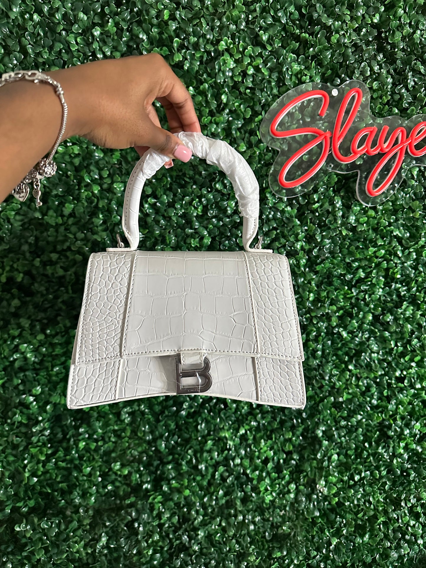 Balenciaga Hourglass Snakeskin Handbag